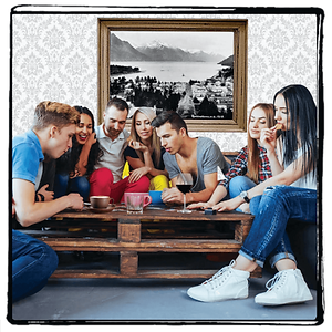 Group of people playing a game at home